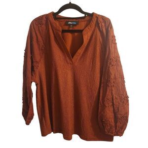 aliceblue Pumpkin Spice Swiss Dot Textured Sleeve Fall Top NWOT Size XL